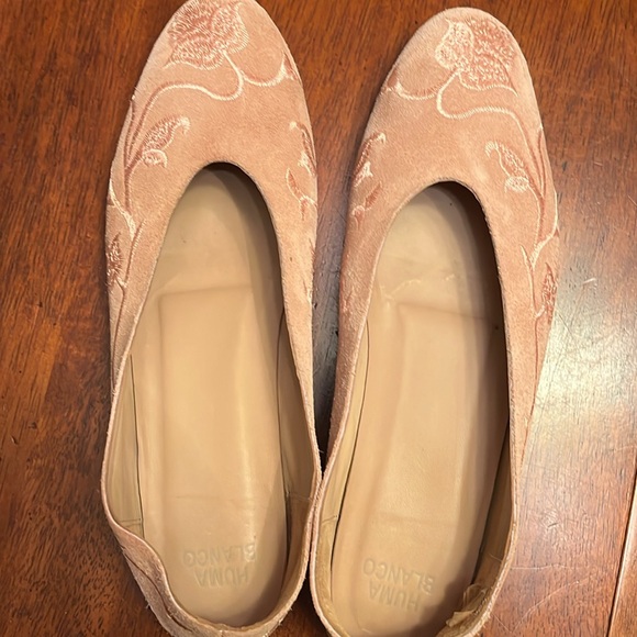 Huma Blanco pink suede embroidered flats size 10 - Picture 5 of 11